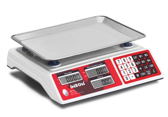 Rhino Báscula Electrónica VINS-40, hasta 40Kg, Blanco/Rojo