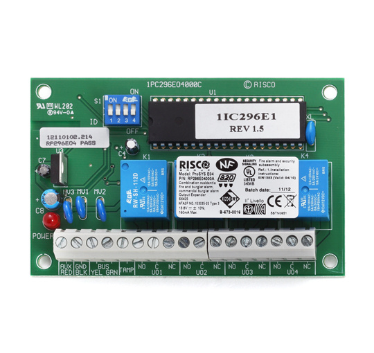 Risco Tarjeta Expansora RP296E04, 4 Salidas, Compatible con Lightsys/Prosys Plus