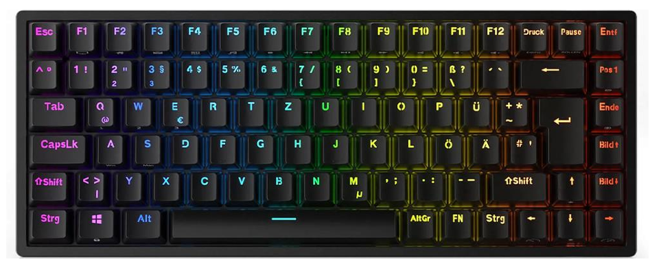 Teclado Gamer RK Royal Kludge RK84 LED RGB 75%, Teclado Mecánico, MX Red, Inalámbrico, USB/Bluetooth, Negro, Español