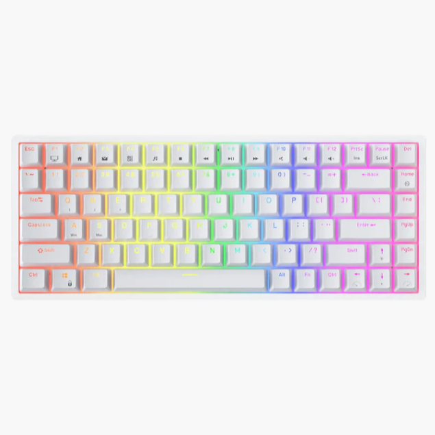Teclado Gamer RK Royal Kludge RK84 LED RGB 75%, Teclado Mecánico, Cherry MX Red, Inalámbrico, USB/Bluetooth, Blanco, Español 