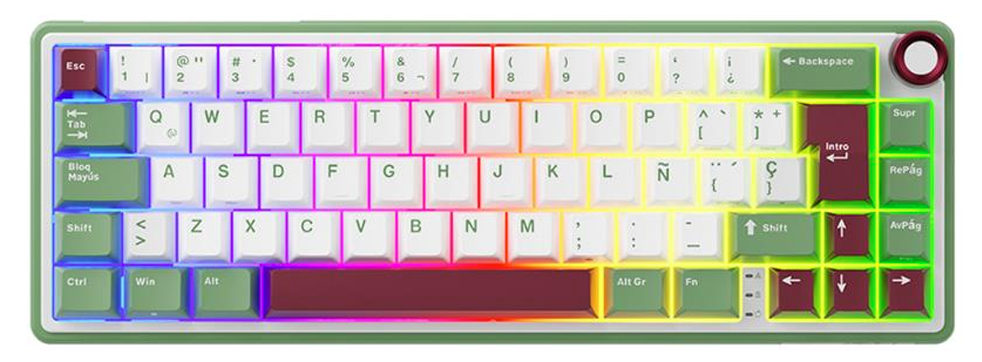 Teclado Gamer RK Royal Kludge RKR65 LED RGB 65%, Teclado Mecánico, Membrana, Alámbrico, USB, Multicolor, Español