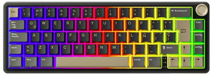 Teclado Gamer RK Royal Kludge R65 Phantom LED RGB 65%, Teclado Mecánico, Membrana, Alámbrico, USB, Negro, Español 