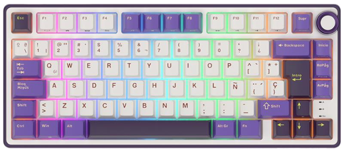 Teclado Gamer RK Royal Kludge RKR75 Blackberry LED RGB 75%, Teclado Mecánico, Membrana, Alámbrico, USB, Multicolor, Español