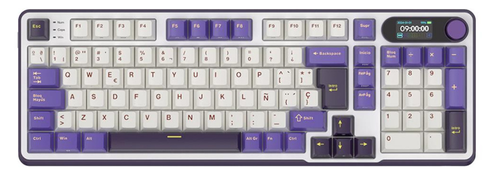 Teclado RK Royal Kludge RKS98 LED RGB 96%, Teclado Mecánico, Chartreuse, Inalámbrico, USB, Multicolor, Español