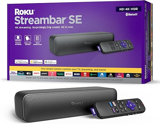 Roku Reproductor para Transmisión Multimedia Streambar SE, Roku OS, 4K Ultra HD, Wi-Fi, HDMI