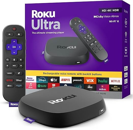 Roku Reproductor para Transmisión Multimedia ‎Roku Ultra 2024, Roku OS, 4K Ultra HD, Wi-Fi, HDMI
