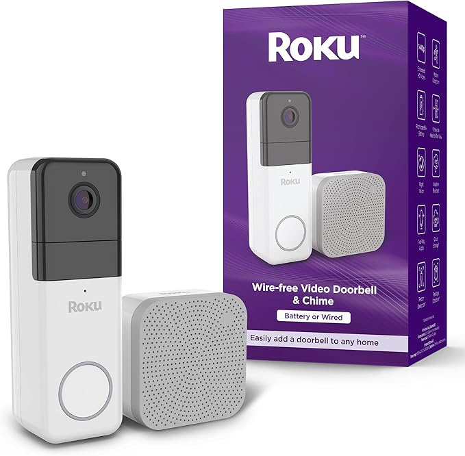 Roku Timbre Inteligente con Cámara Wire-free Video Doorbell & Chime, Inalámbrico, Altavoz