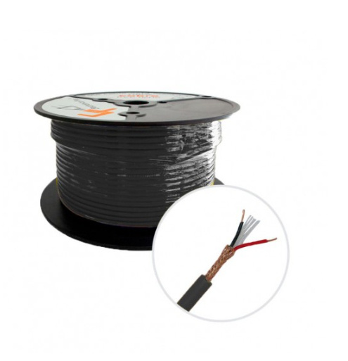 Romms Bobina de Cable para Micrófono, 2 x 24 AWG, 100 Metros, Negro