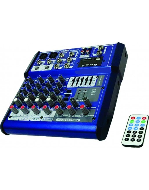 Romms Mezcladora Digital MX-602BT, 6 Canales, Bluetooth, USB, XLR, 120V