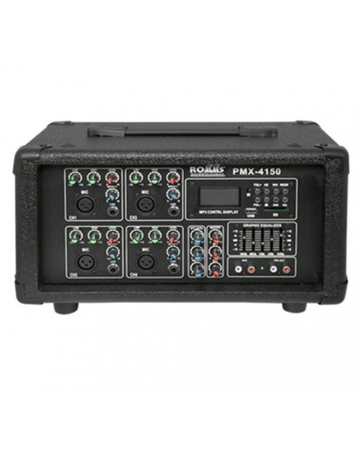 Romms Mezcladora Amplificada PMX-4150, 4.0 Canales, Bluetooth, XLR, 150W