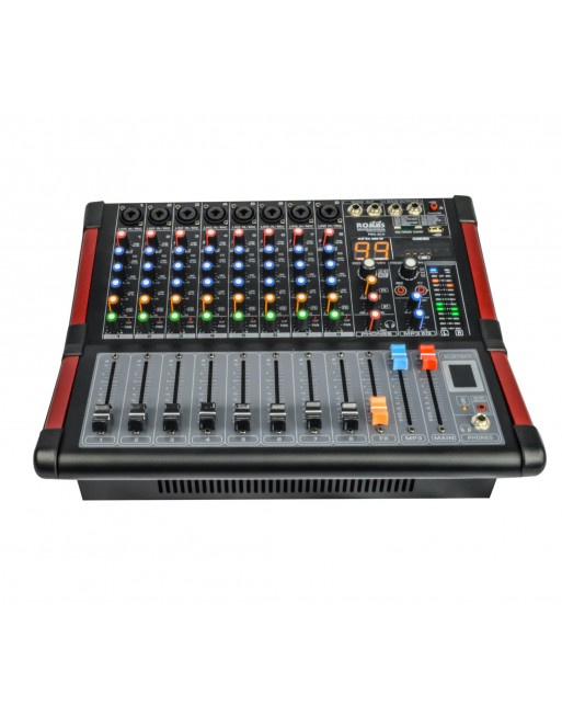 Romms Mezcladora Amplificada PMX-8CH, 8 Canales, Bluetooth, XLR, 250W RMS