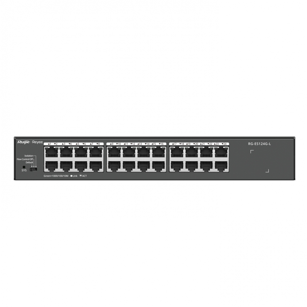 Switch Ruijie Gigabit Ethernet RG-ES124G-L, 24 Puertos 10/100/1000Mbps, 48 Gbit/s, 8000 Entradas ― No Administrable
