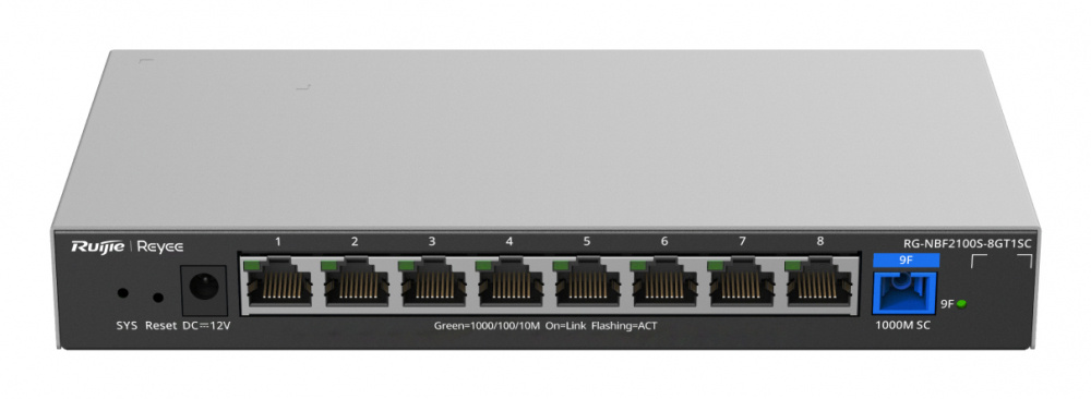 Switch Ruijie RG-NBF2100S-8GT1SC, 8 Puertos Gigabit Ethernet 10/100/1000, 18 Gbit/s, 8 Entradas, Administrado