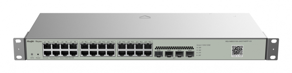 Switch Ruijie RG-NBS3100-24GT4SFP-V2, 24 Puertos Gigabit Ethernet 10/100/1000, 4 Puertos SFP, 56 Gbit/s, 8000 Entradas, Administrado 