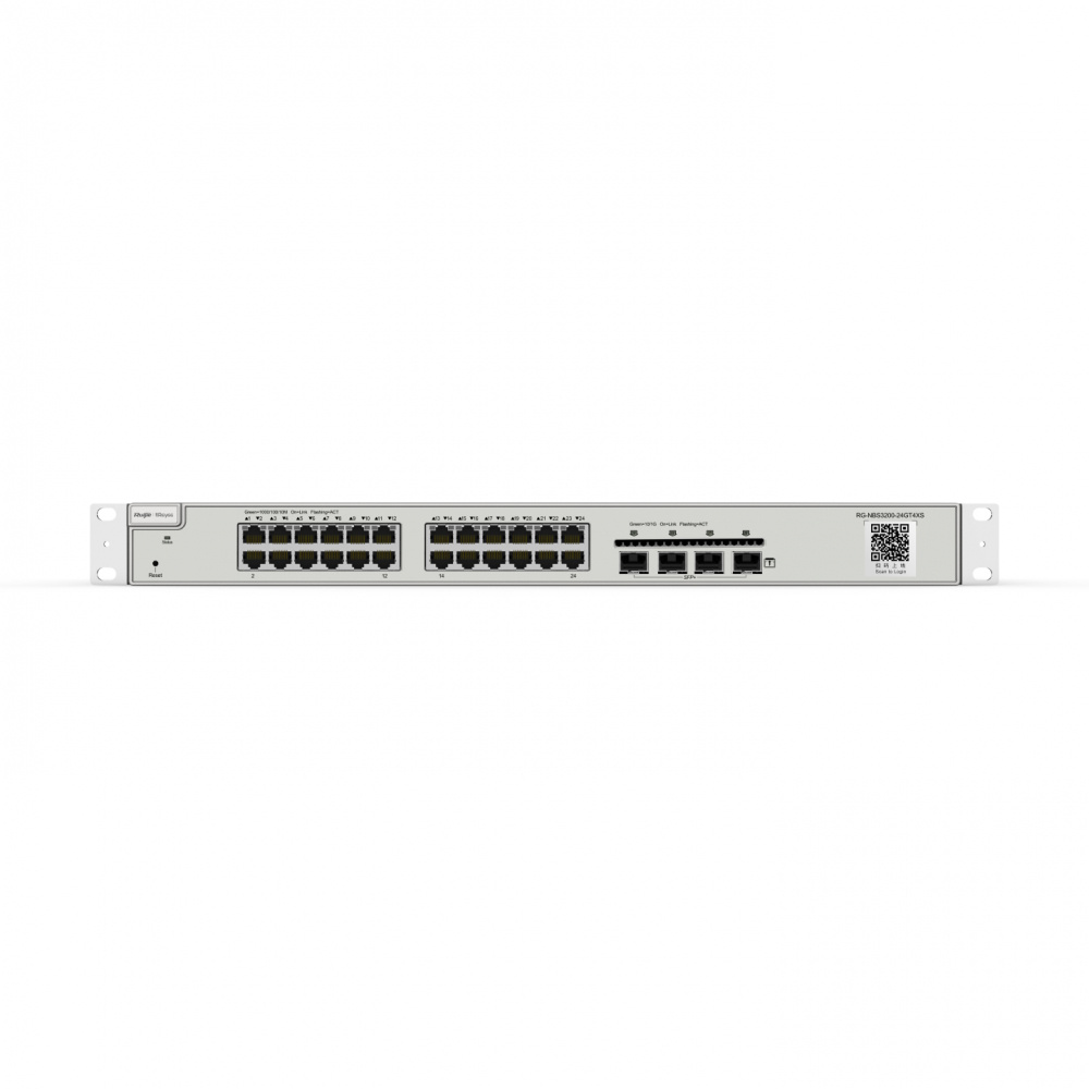 Switch Ruijie Gigabit Ethernet RG-NBS3200-24GT4XS, 24 Puertos 10/100/1000Mbps, 4 Puertos SFP+, 128 Gbit/s, 16.000 Entradas - Administrable