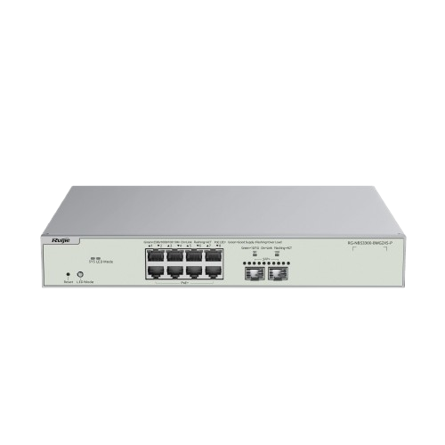 Switch Ruijie RG-NBS3300-8MG2XS-P, 8 Puertos 2.5G Ethernet 100/1000/2500 8 x PoE+ 240W, 2 Puertos SFP+, 80 Gbit/s, 16000 Entradas, Administrado