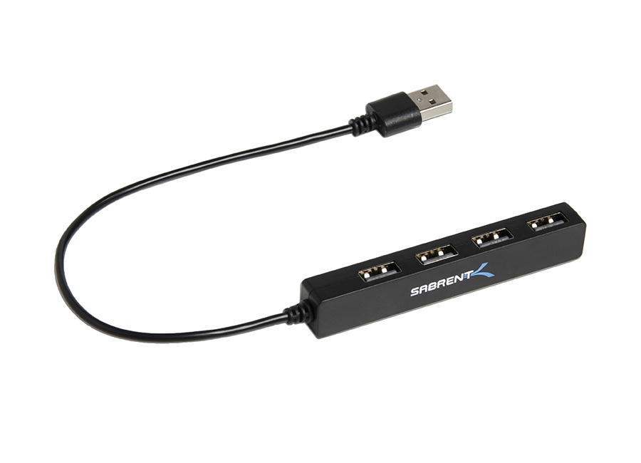 Sabrent Hub USB Macho - 4 Puertos USB 2.0 Hembra, 480Mbit/s, Negro