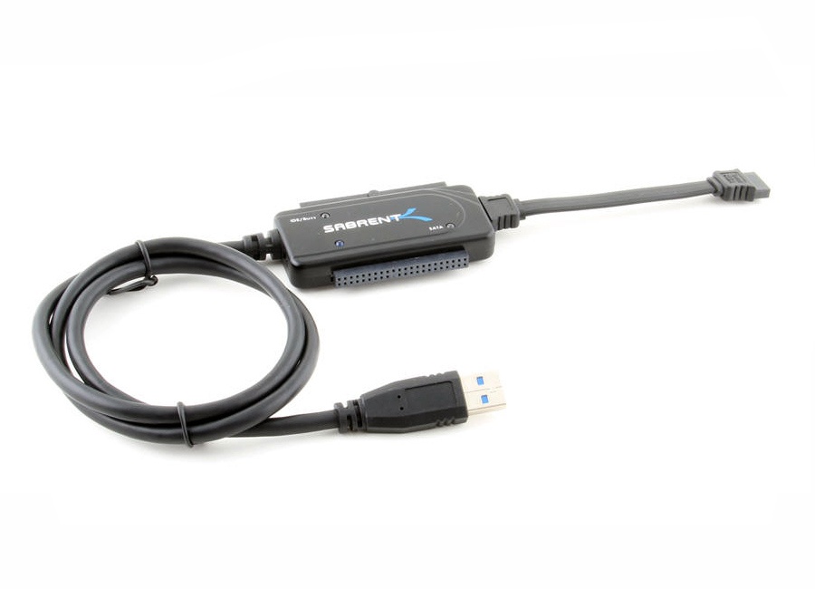 Sabrent Adaptador USB 3.0 Macho - IDE/SATA Hembra, con Fuente de Alimentacion, Negro
