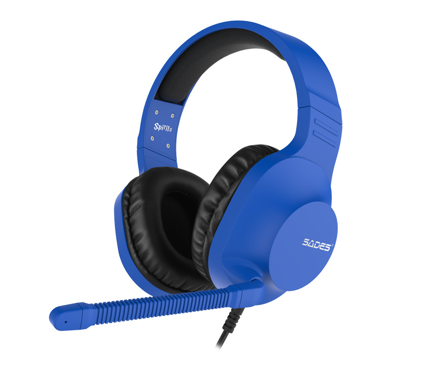 SADES Audífonos Gamer Spirits, Alámbrico, 1.2 Metros, 3.5mm, Azul/Negro