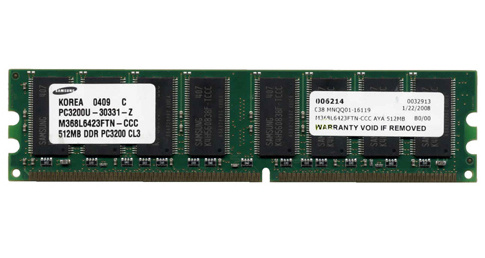 Memoria RAM Samsung M368L6423FTN-CCC DDR, 400MHz, 512MB, CL3, Verde