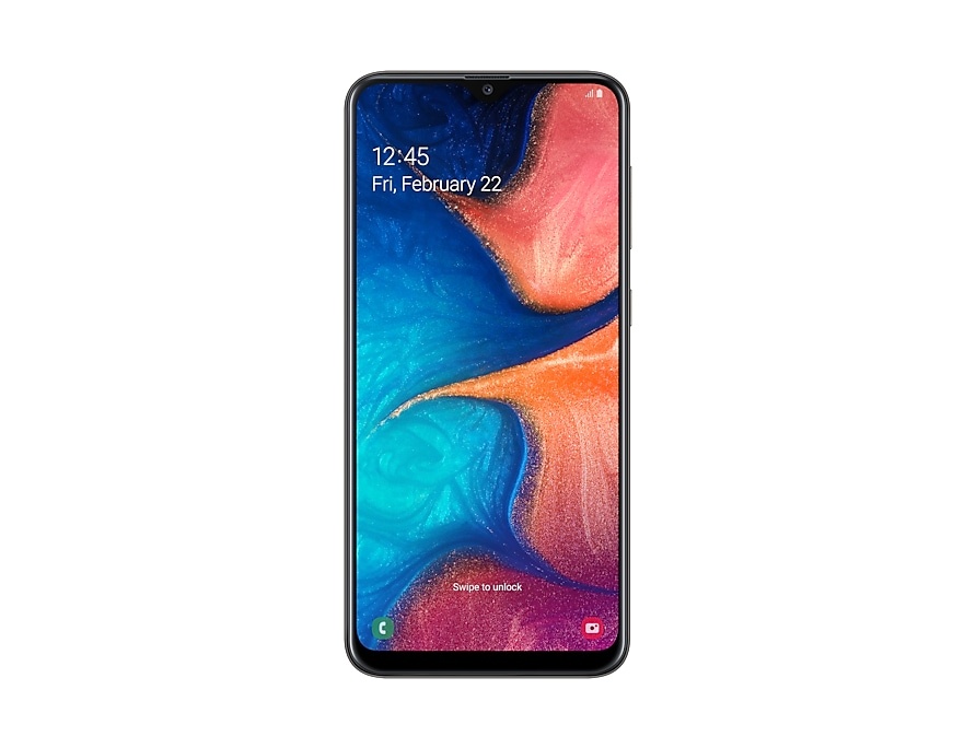 Samsung Galaxy A20 6.4" Dual Sim, 1560 x 720 Pixeles, 3G/4G, Android 9.0, Negro
