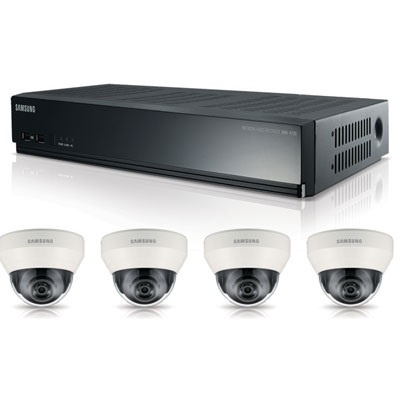 Samsung Kit de Vigilancia SRK-3040S de 4 Cámaras CCTV Domo 2MP y Grabadora NVR PoE 1TB de 4 Canales, Alcance PoE max. 18m