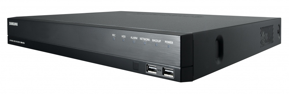 Samsung NVR de 4 Canales con Switch PoE SRN-472S para 2 Discos Duros, 1TB, max. 8TB, 2x USB 2.0, 2x RJ-45