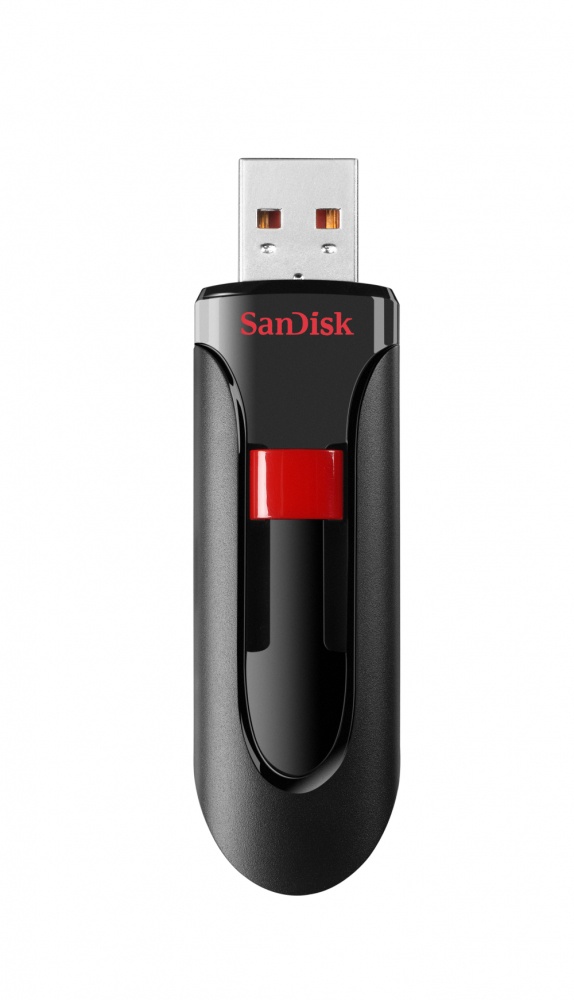 Memoria USB SanDisk Cruzer Glide, 64GB, USB 2.0, Negro/Rojo