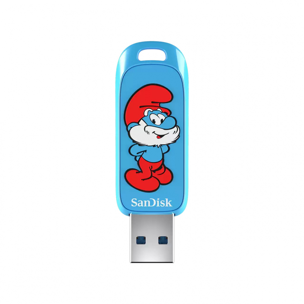 Memoria USB SanDisk Papa Pitufo, 128GB, USB-A 3.0, Lectura 130MB/s, Escritura 100MB/s, Azul