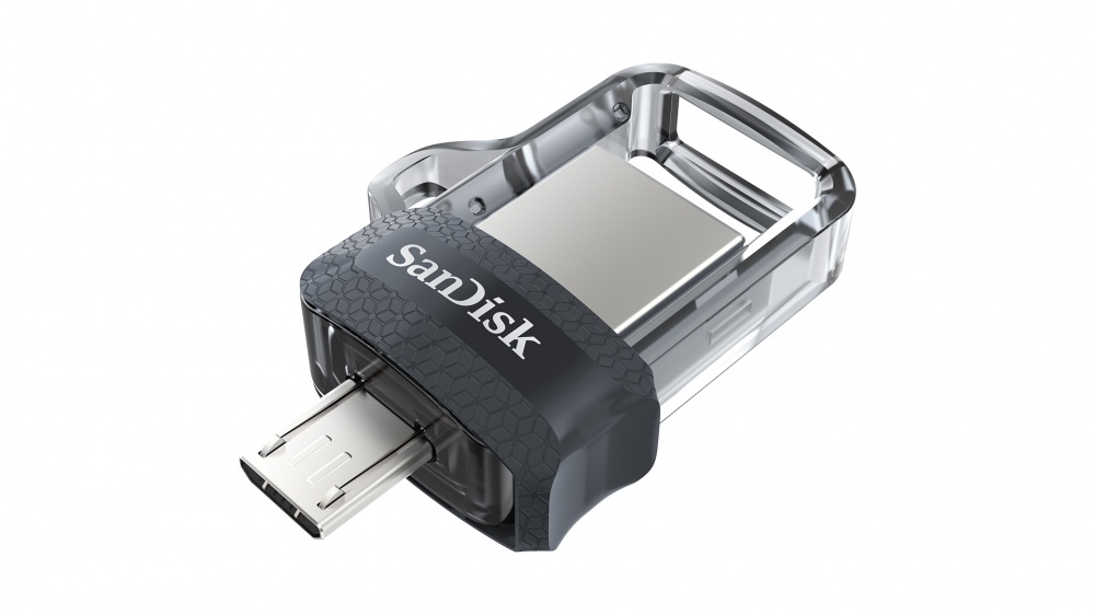 Memoria USB SanDisk Ultra Dual Drive M3.0, 64GB, USB-A/Micro-USB 3.0, Lectura 150MB/s, Gris