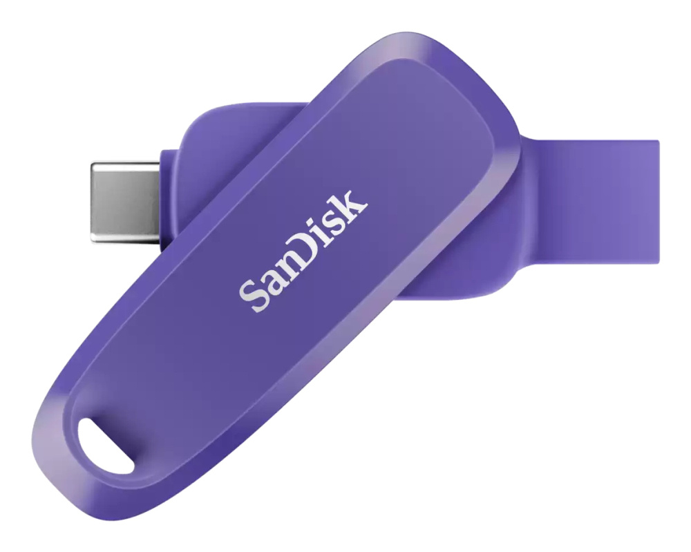 Memoria USB SanDisk Ultra Dual Drive, 128GB, USB-C 3.2 Gen 1, Lectura 100MB/s, Escritura 100MB/s, Morado