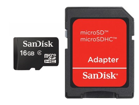 Memoria Flash SanDisk, 16GB microSDHC Clase 4, con Adaptador