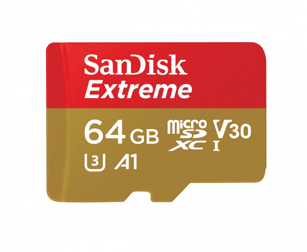 Memoria Flash SanDisk Extreme, 64GB MicroSDHC UHS-I Clase 10, con Adaptador