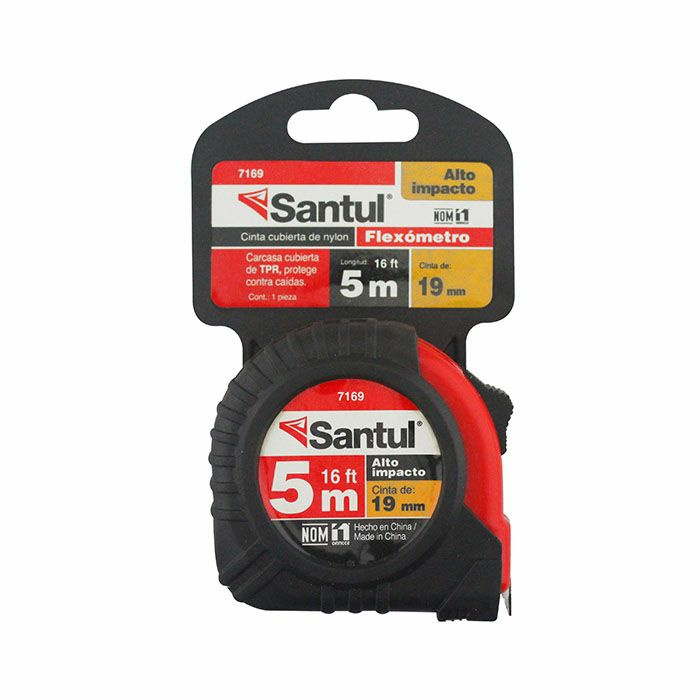 Flexómetro Santul 7169, 5 Metros, 1.9cm, Negro/Rojo