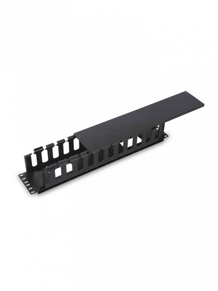 Saxxon Canaleta Ranurada para Rack 19", 2U, Negro
