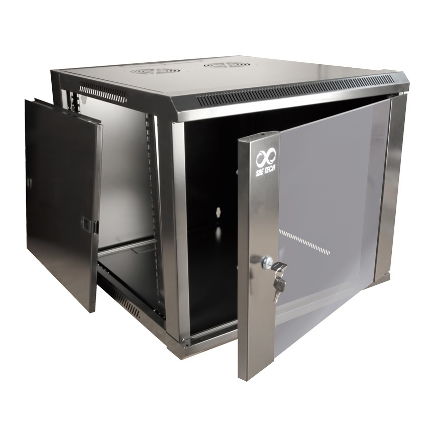 SBE Tech Gabinete de Pared, 9UR, hasta 45Kg, Negro