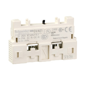 Schneider Electric Bloque de Contacto Auxiliar GVAE1, 1 NA/NC, Blanco