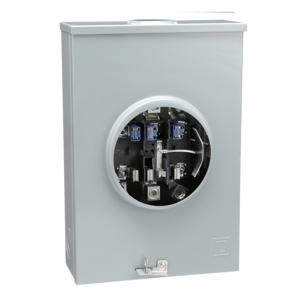 Schneider Electric Base para Medidor Square D, 200A, 7 Terminales, Trifásico, 4 Hilos, Gris