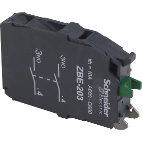 Schneider Electric Bloque de Contacto Auxiliar ZBE203, 2NA, Negro