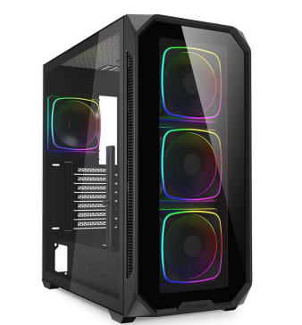 Gabinete Sharkoon C-AK5G, Midi-Tower, ATX/Micro-ATX/Mini-ITX, USB 3.0, sin Fuente, 4 Ventiladores Instalados, Negro