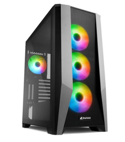 Gabinete Sharkoon C-TG7M, Midi-Tower, ATX/EATX/Micro-ATX/Mini-ITX, USB 3.0, sin Fuente, 4 Ventiladores Instalados, Negro