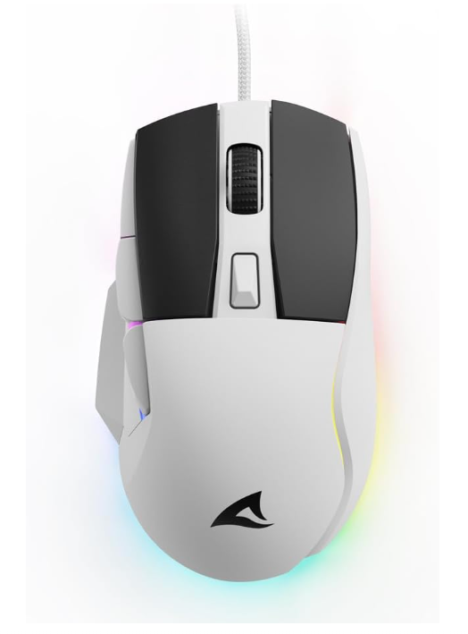 Mouse Gamer Ergonómico Sharkoon Skiller SGM35, Alámbrico, Óptico, 6.400DPI, USB-A, Blanco
