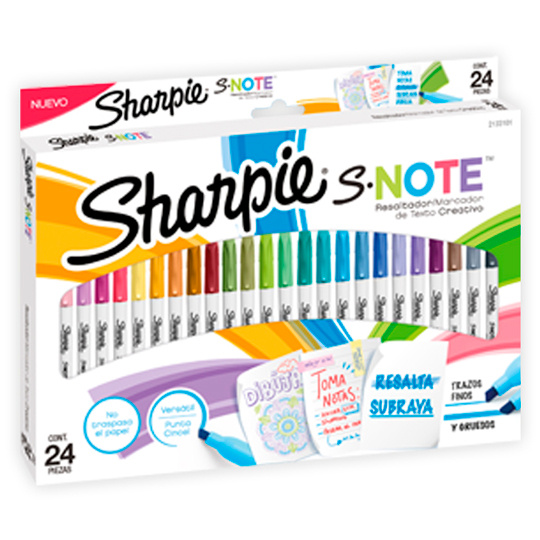 Sharpie Marca Textos S NOTE, Multicolor, 24 Piezas