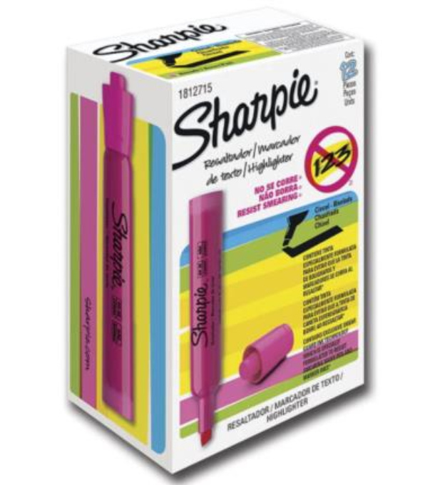 Sharpie Marca Textos 25009B, Rosa, 12 Piezas