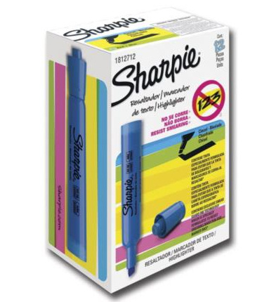 Sharpie Marca Textos 25010B, Azul, 12 Piezas
