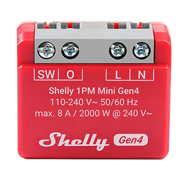 Shelly Módulo Relevador PM Mini Gen4, Inalámbrico, Entrada 110-240V