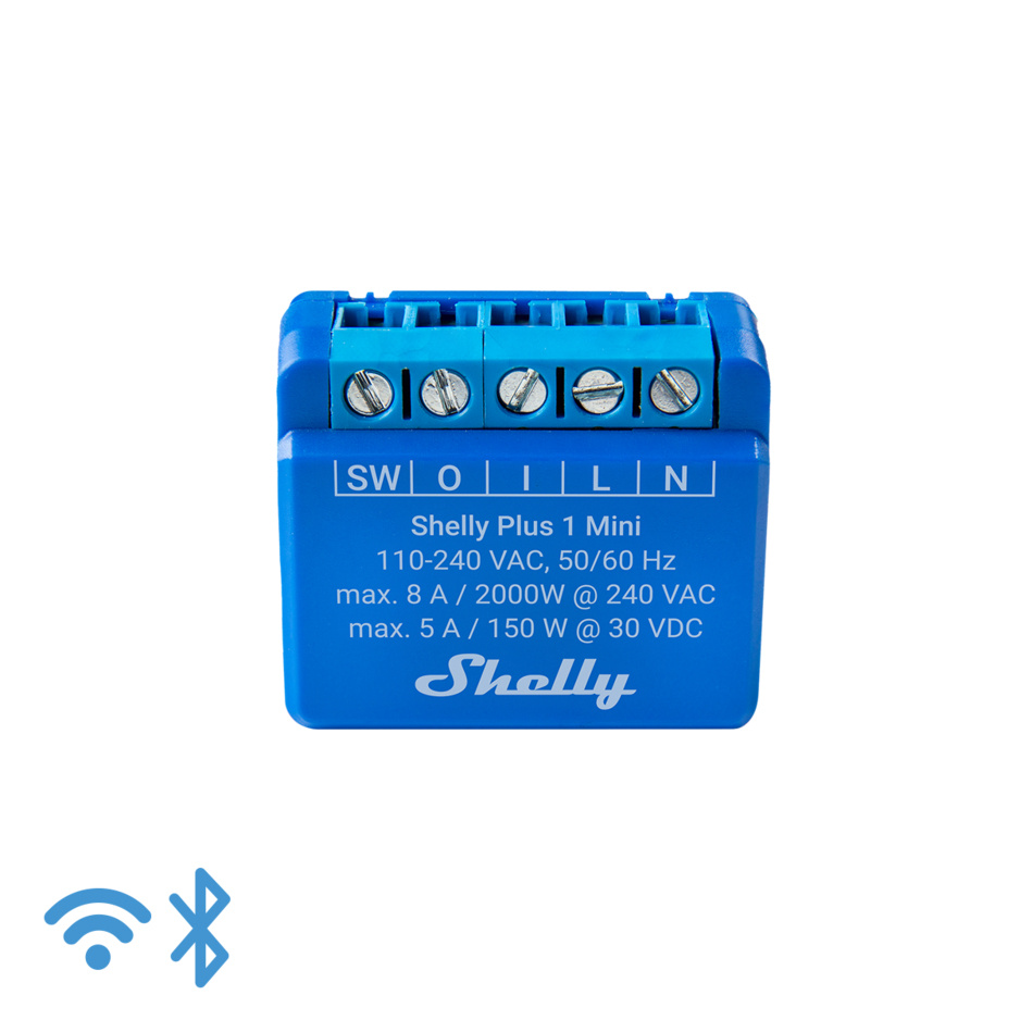 Shelly Módulo Relevador Plus 1 Mini, Inalámbrico, 50 Metros, Azul