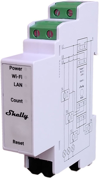 Shelly Medidor Trifasico de Corriente Alterna, WiFi, 3W, 50 Metros