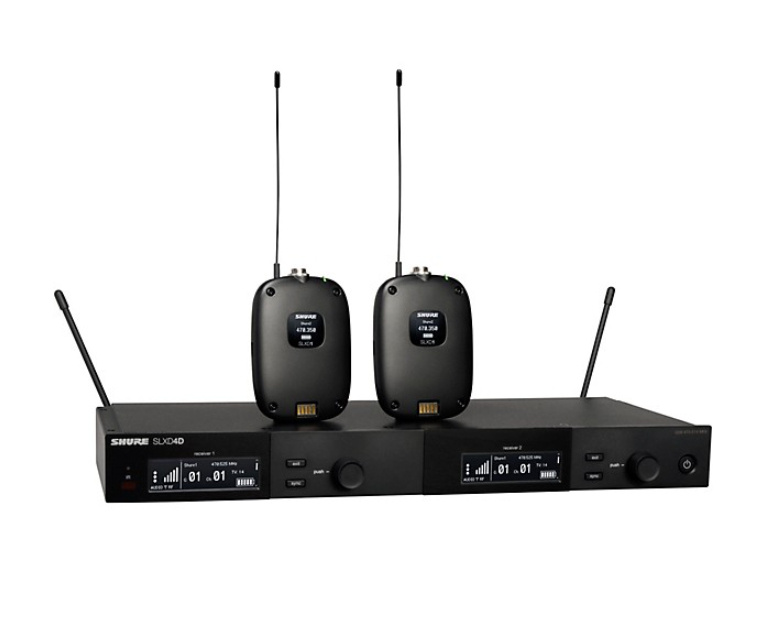 Shure Transmisores de Bolsillo SLXD1, con Sistema SLXD4D Alámbrico, Negro