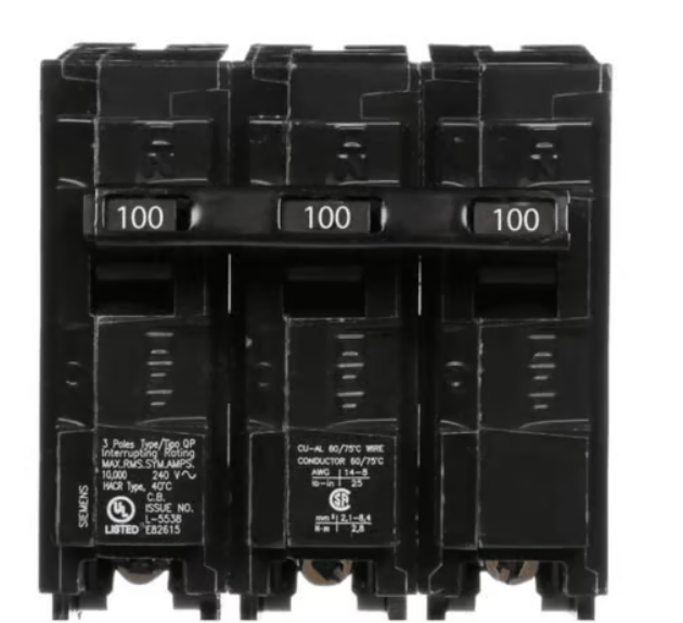 Siemens Interruptor Automático 3 Polos Q3100, 240V, 100A, Entrada 240V
